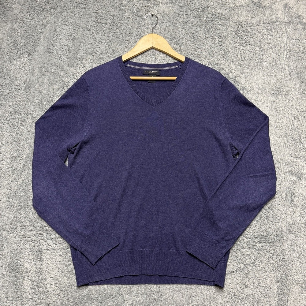 Banana Republic Sweater Mens M Blue Silk Cotton Cashmere Luxury Blend V-Neck
